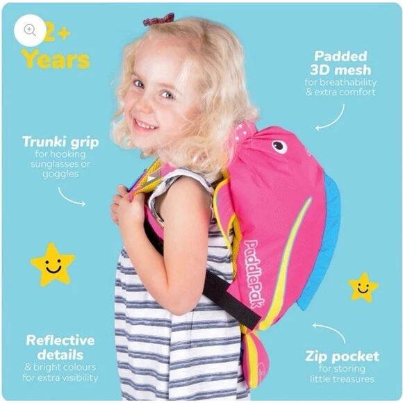 Trunki PaddlePak Pink Fish Swim Backpack Beach Pool Water Resistant Toddler Size - Picture 8 of 10